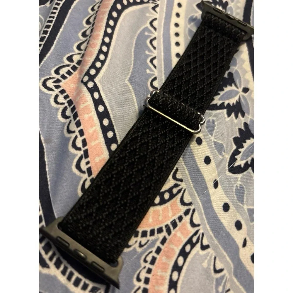 NEW Black Diamondweave Nylon Stretch Band, Apple Watch 42mm/44mm/45mm